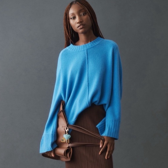 NWT Anthro  cloud -like CASHMERE The Chandler Crew-Neck Relaxed Warm Sweater XL - Picture 1 of 9